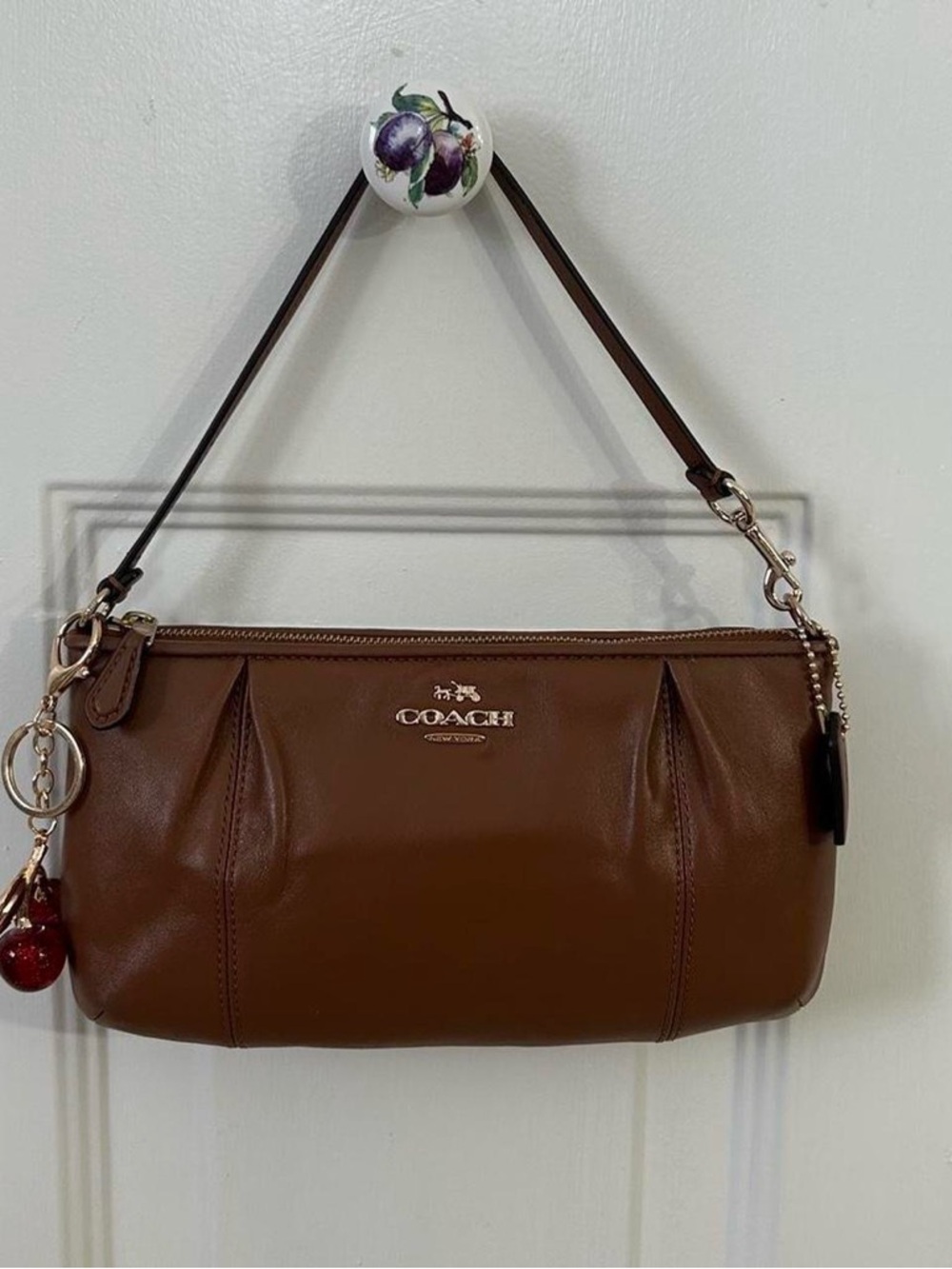 Coach Brown Leather Mini Shoulder Bag with Gold Hardware